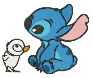 Stitch and duckling embroidery design