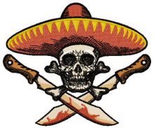 Mexican skull embroidery design