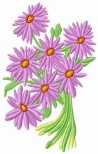 Bouquet of purple Alpine asters embroidery design