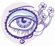 Eye in circle and flowers embroidery design