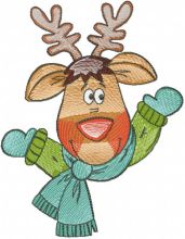 Deer in a winter scarf embroidery design