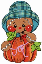 Gingerbread man with pumpkin 2 embroidery design