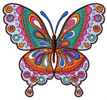 Rainbow butterfly embroidery design