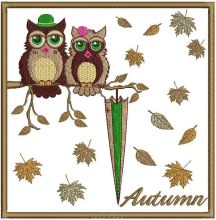 Autumn owls 2 embroidery design