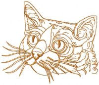 Brown cat free machine embroidery design