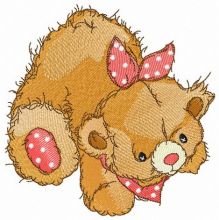 Teddy bear with polka dot bib embroidery design