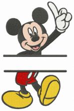 Mickey number one monogram embroidery design
