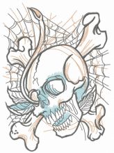 Skull and web embroidery design