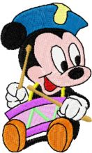 Mickey Mouse with a drum embroidery design