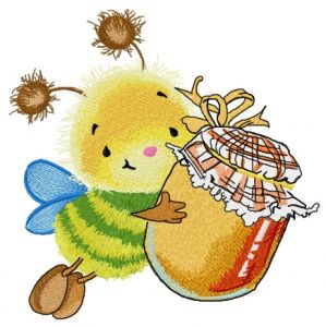Bee and honey embroidery design
