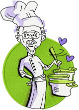 Jolly old chef embroidery design