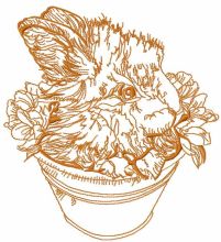 Cute bunny in flowers pot embroidery design
