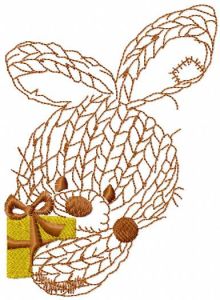 Bunny with gift embroidery design