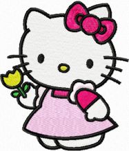 Hello Kitty with Yellow Tulip embroidery design
