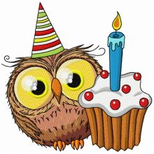 Owl's first birthday 2 embroidery design