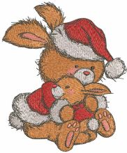 Bunnies Christmas hugs embroidery design