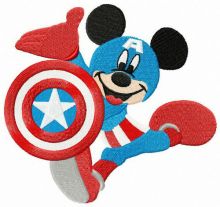 Mickey in Captain America costume embroidery design