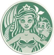 Ariel and Flounder badge embroidery design