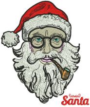 Santa with tobacco pipe embroidery design