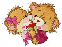 Bear's Valentine's day embroidery design