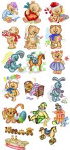 Old Toys Teddy Bear Embroidery Pack embroidery design