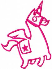 Pink llama unicorn embroidery design
