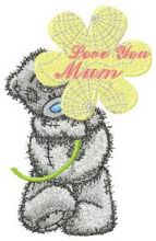Teddy bear love you mum embroidery design
