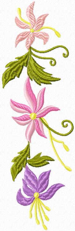 Retro Flowers free machine embroidery decoration
