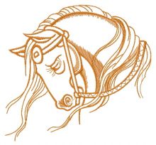 Horse head sketch embroidery design