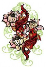 Water lilies and koi 2 embroidery design