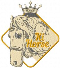 Gold king horse embroidery design