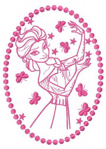 Elsa with butterflies machine embroidery design