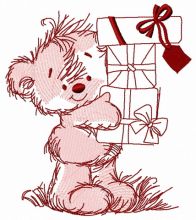 Happy birthday, teddy bear 2 embroidery design