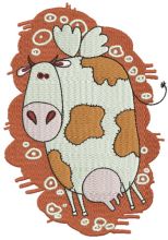 Winged cow embroidery design