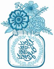 Field flowers in jar embroidery design