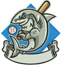 Baseball shark embroidery design
