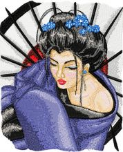 Geisha with Umbrella 2 embroidery design