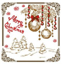 Merry Christmas postcard 2 embroidery design