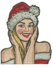 Girl in Santa hat embroidery design