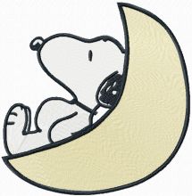 Snoopy and moon embroidery design