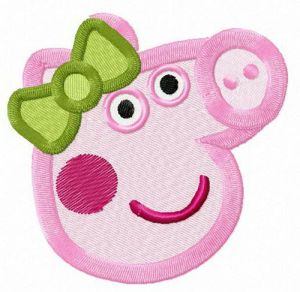 Peppa's green bow embroidery design