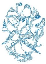 Flock of birds on rowan embroidery design