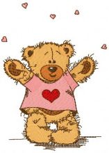 Teddy bear in love with you embroidery design
