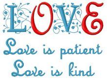Love is patient, love is kind embroidery design