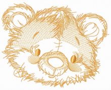 Old bear toy head sketch embroidery design