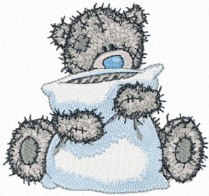 Teddy Bear with a pillow embroidery design