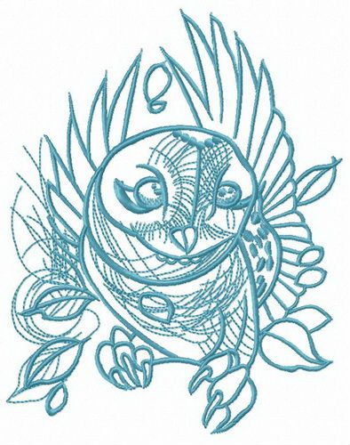 Owl flying machine embroidery design