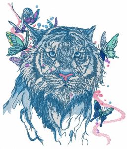 Wet tiger embroidery design