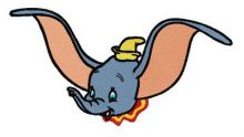 Dumbo waving ears embroidery design