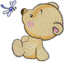 Teddy Bear and dragonfly embroidery design